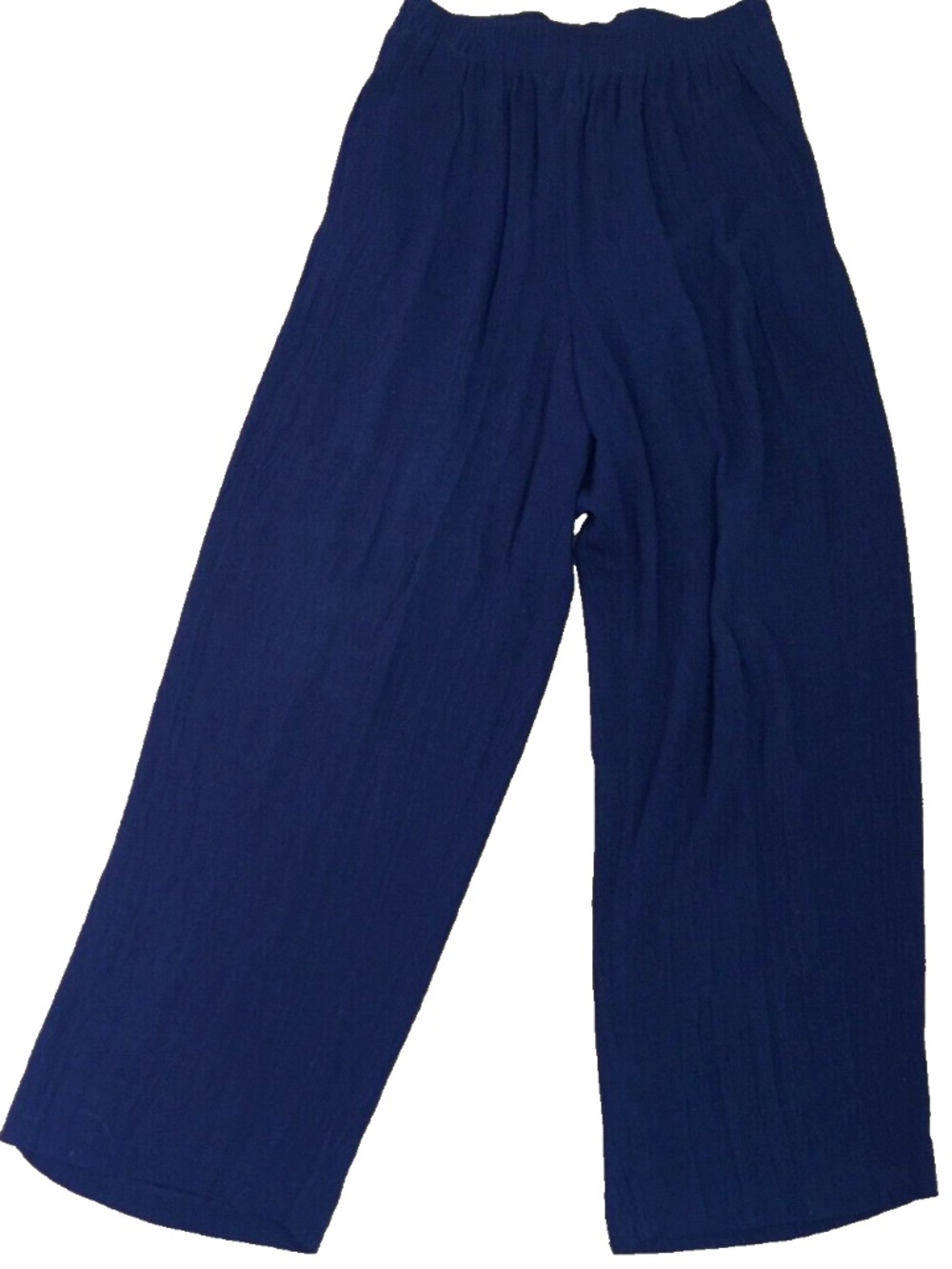 VINTAGE NAVY WIDE LEG FLOWY CREPE PANTS WOMENS XL HARRIS WALLACE MADE IN USA